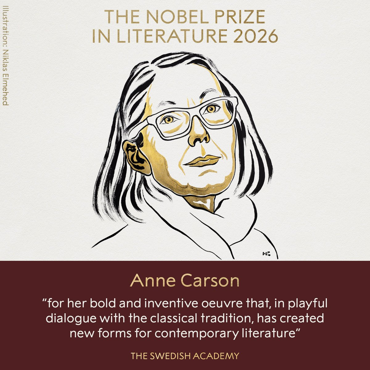 Anne Carson Wins 2026 Nobel Prize in Literature